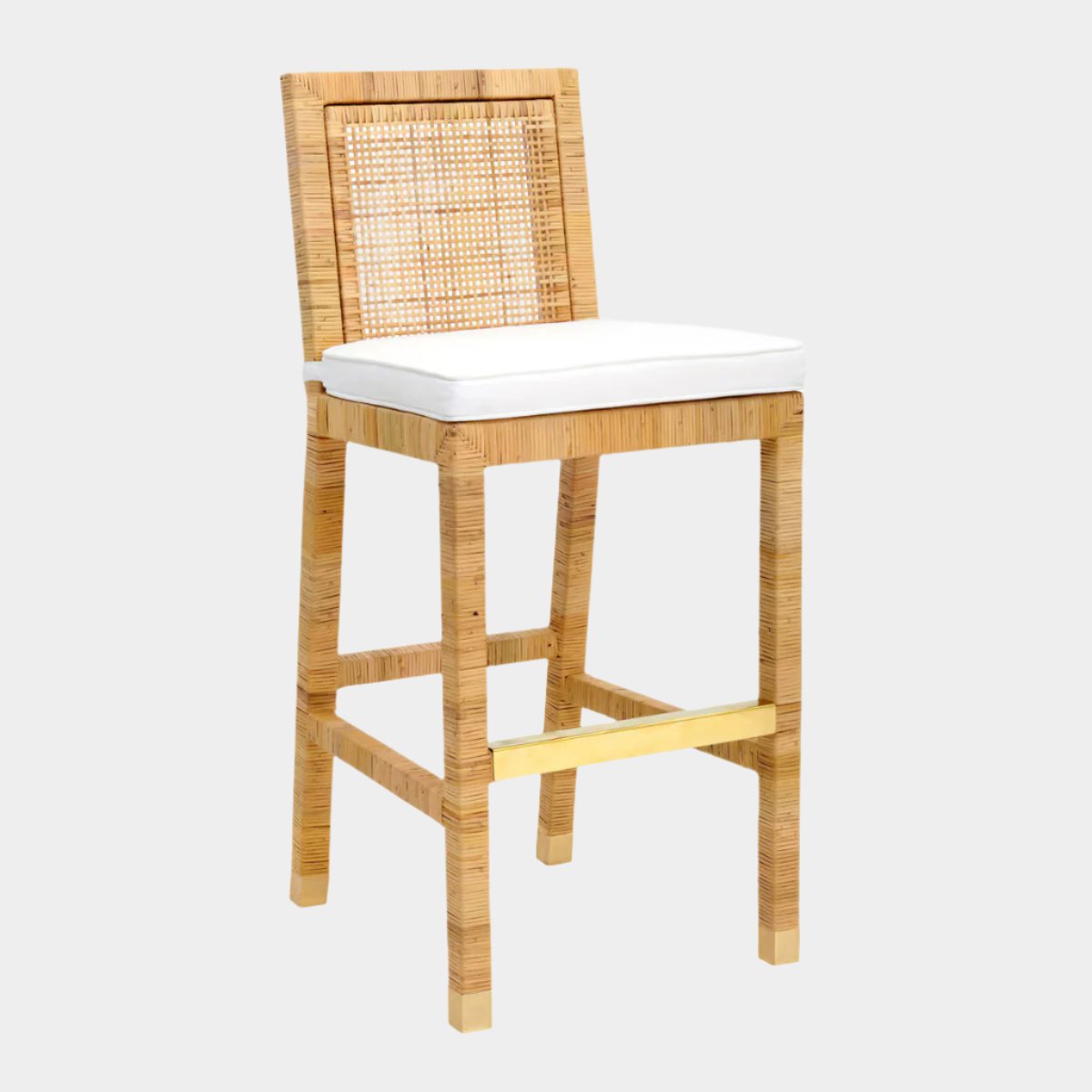 Tabouret de bar en tissu et rotin Amara Performance