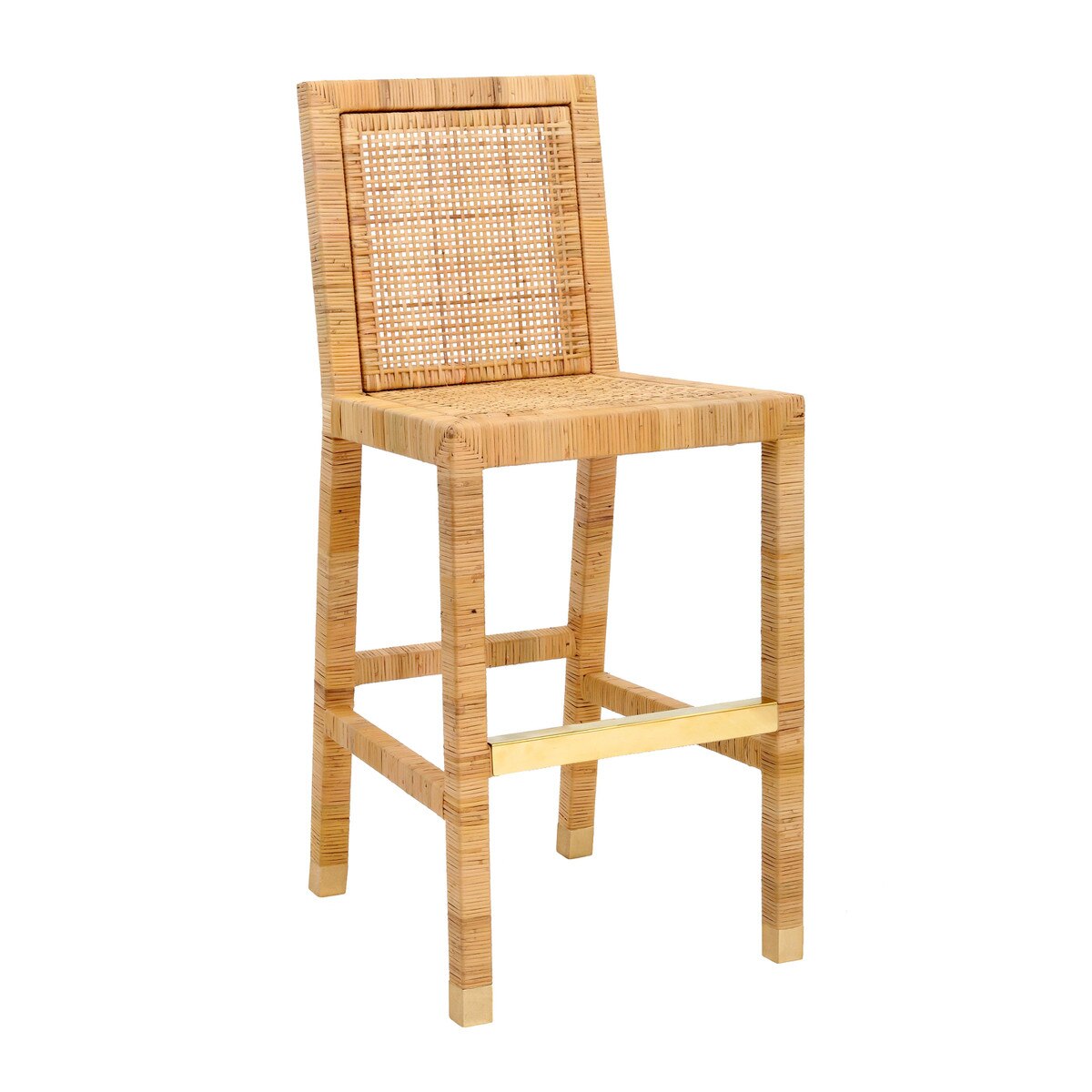 Tabouret de bar en tissu et rotin Amara Performance