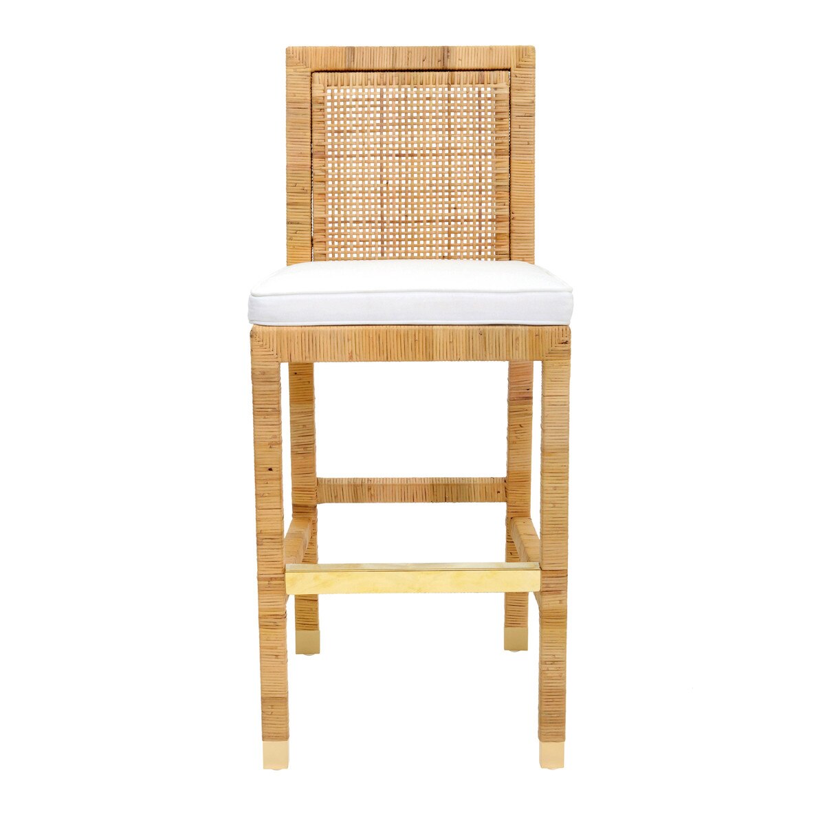 Tabouret de bar en tissu et rotin Amara Performance