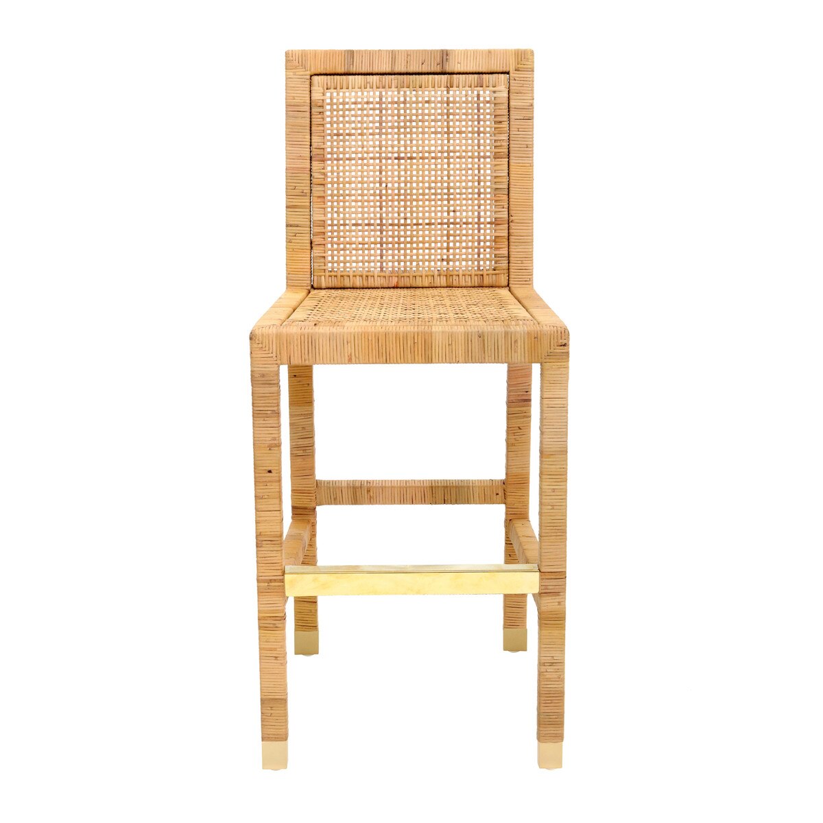 Tabouret de bar en tissu et rotin Amara Performance