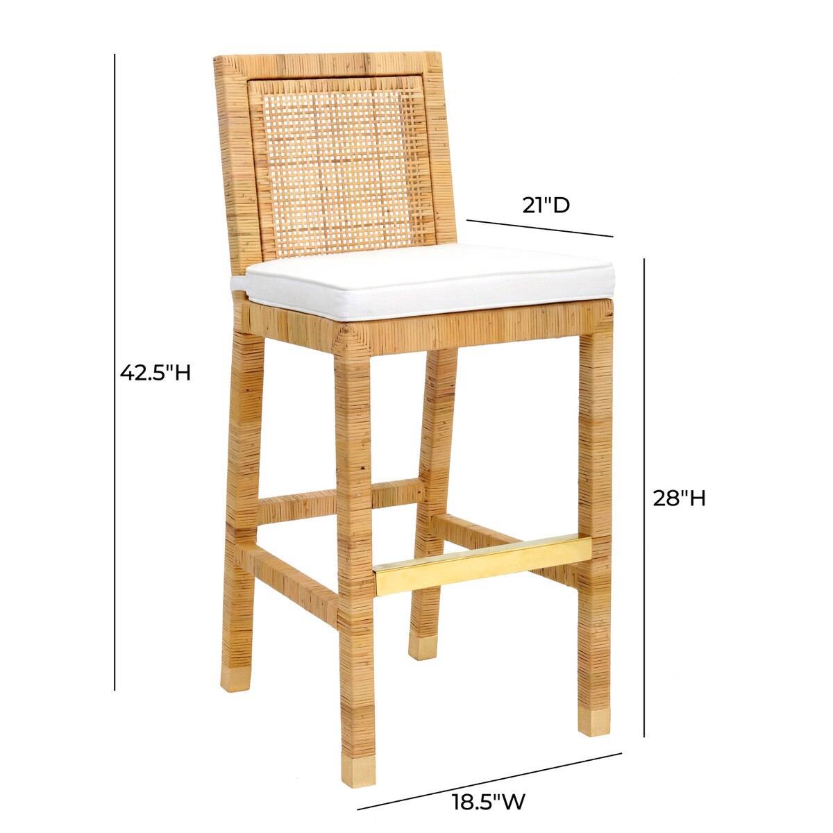 Tabouret de bar en tissu et rotin Amara Performance