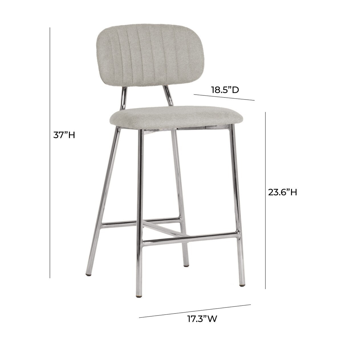 Ariana Grey Counter Stool with Silver Legs - Set of 2