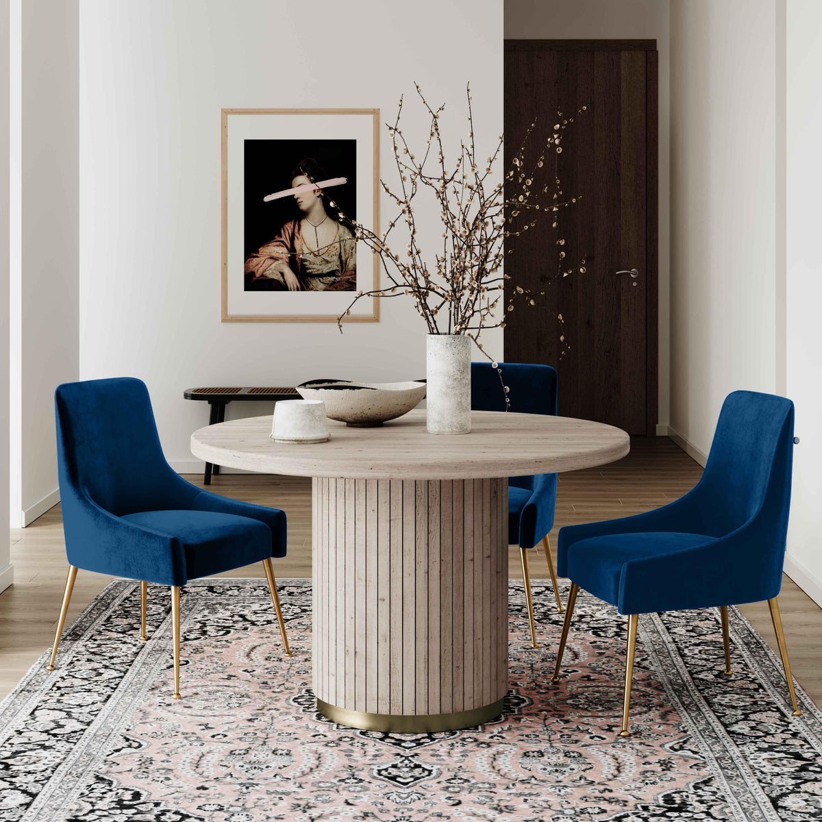 Chaise d'appoint Beatrix en velours bleu marine