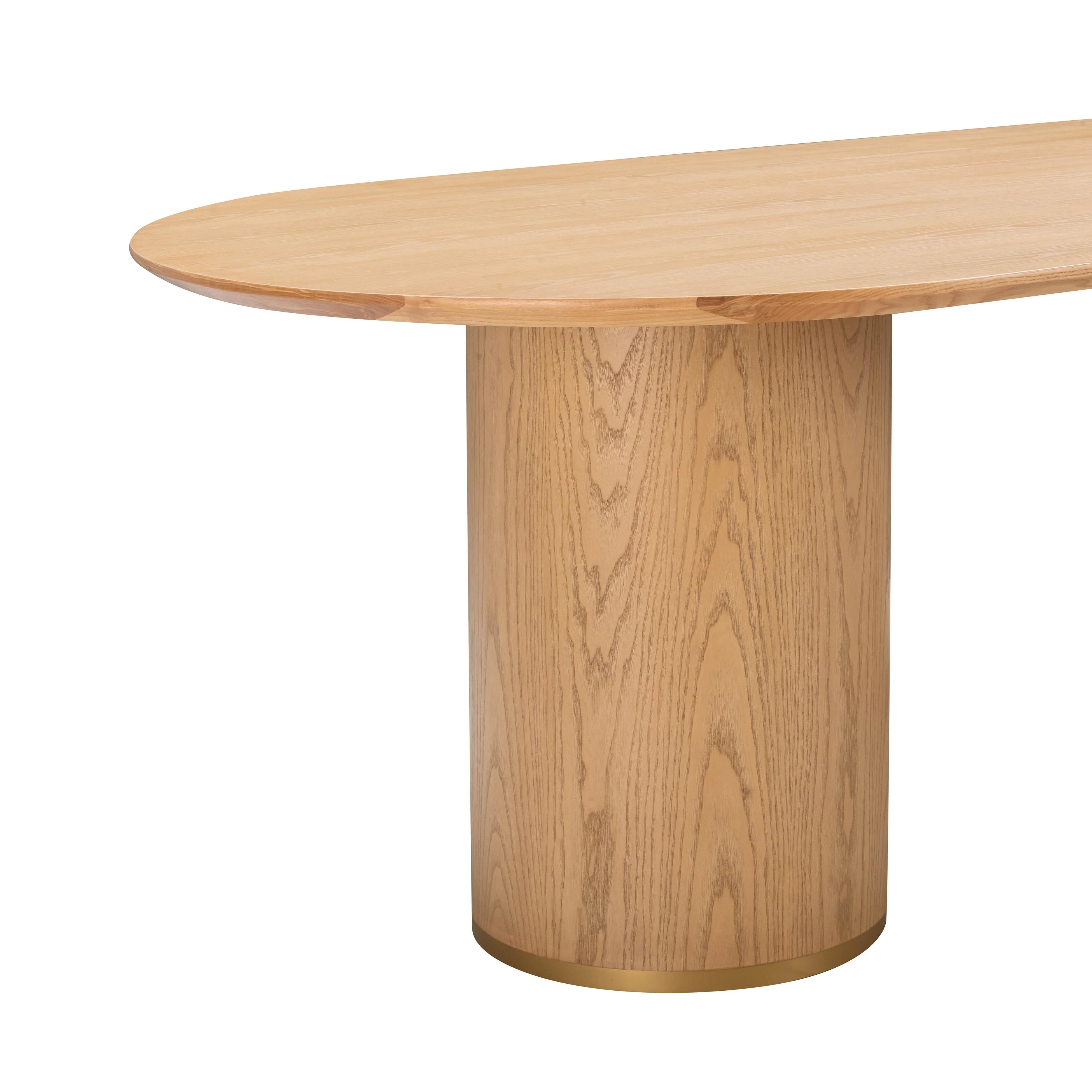 Brandy 95" Natural Ash Wood Oval Dining Table