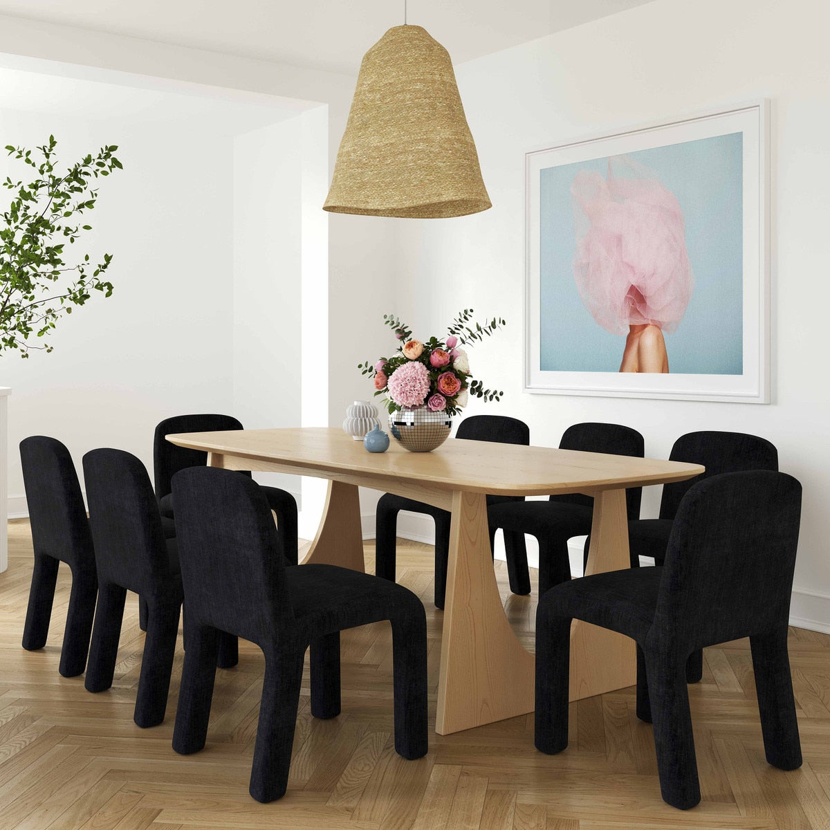 Table à manger rectangulaire en frêne naturel Cybill de 94 po