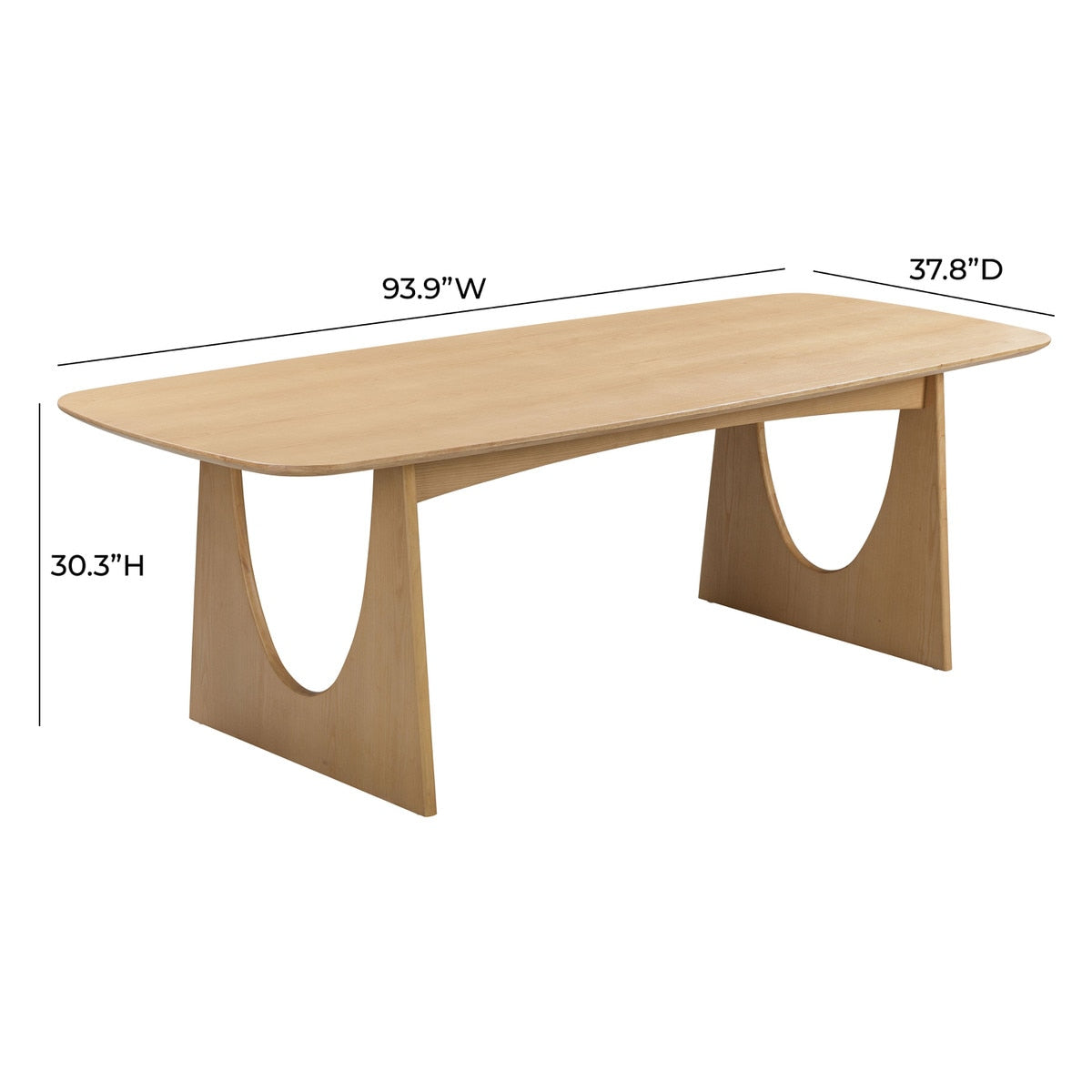 Table à manger rectangulaire en frêne naturel Cybill de 94 po