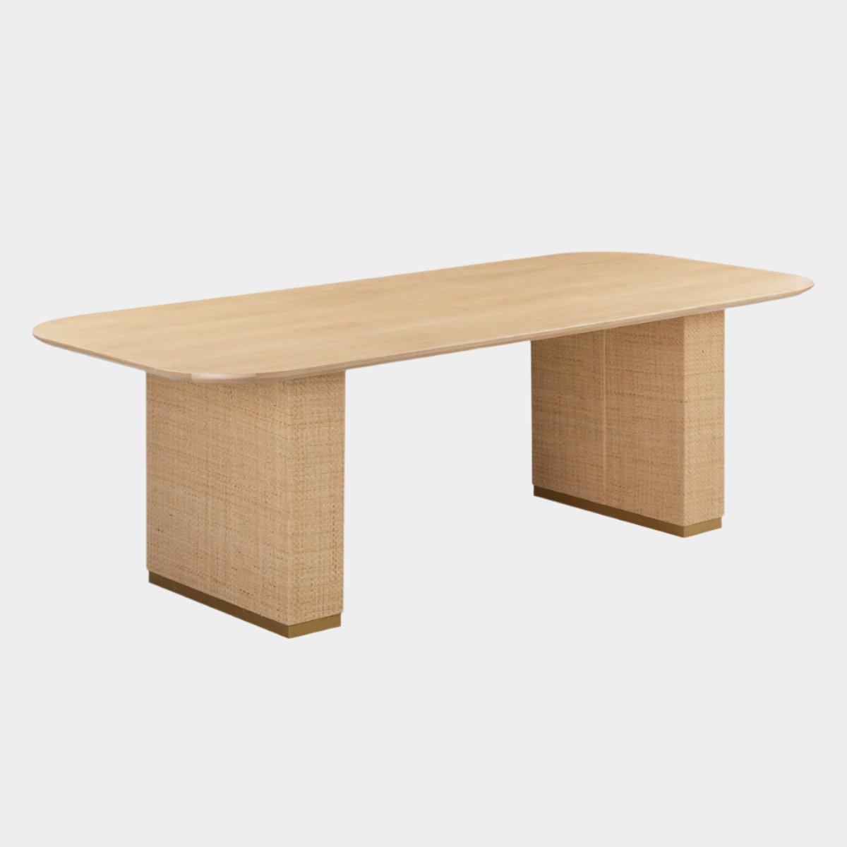 Table à manger rectangulaire Akiba en frêne naturel et rotin de 96 po