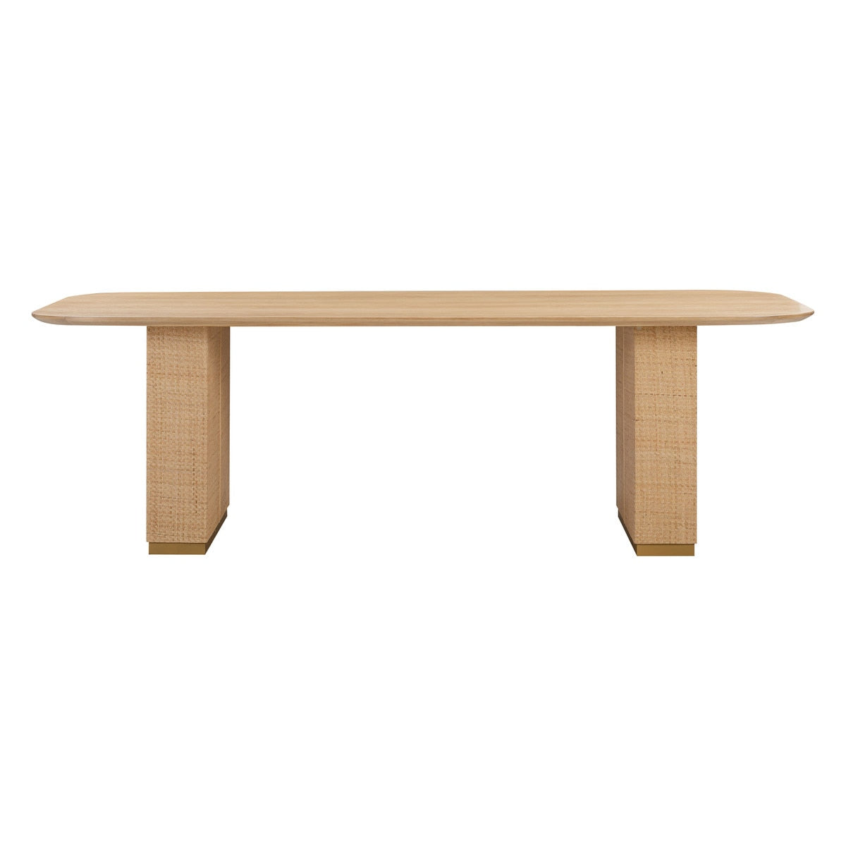 Table à manger rectangulaire Akiba en frêne naturel et rotin de 96 po