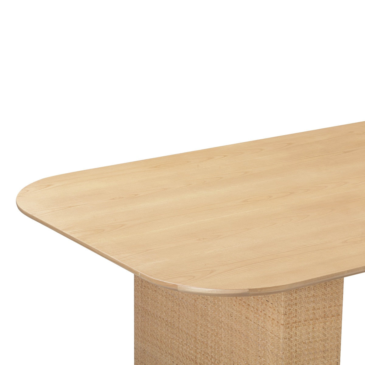 Table à manger rectangulaire Akiba en frêne naturel et rotin de 96 po