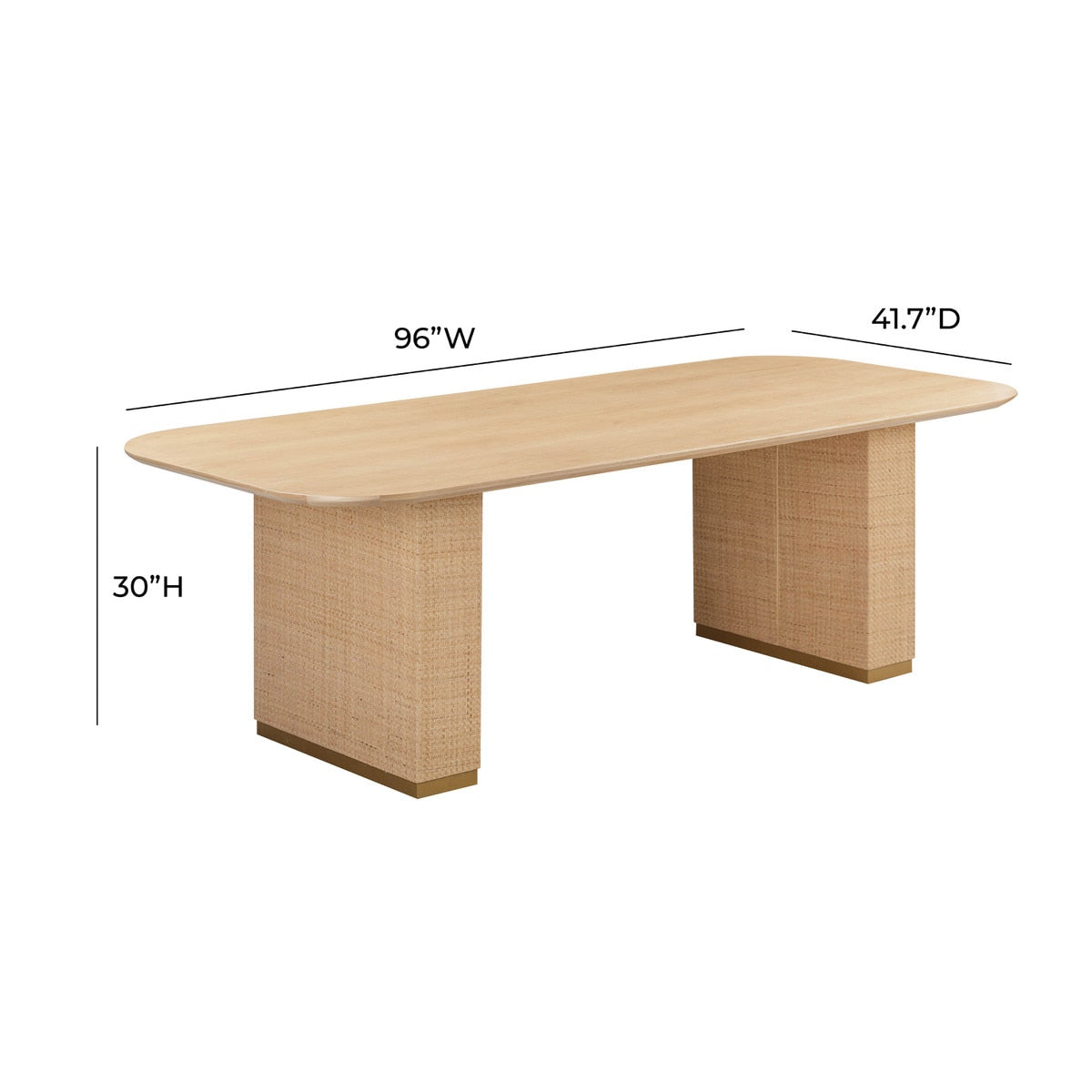 Table à manger rectangulaire Akiba en frêne naturel et rotin de 96 po