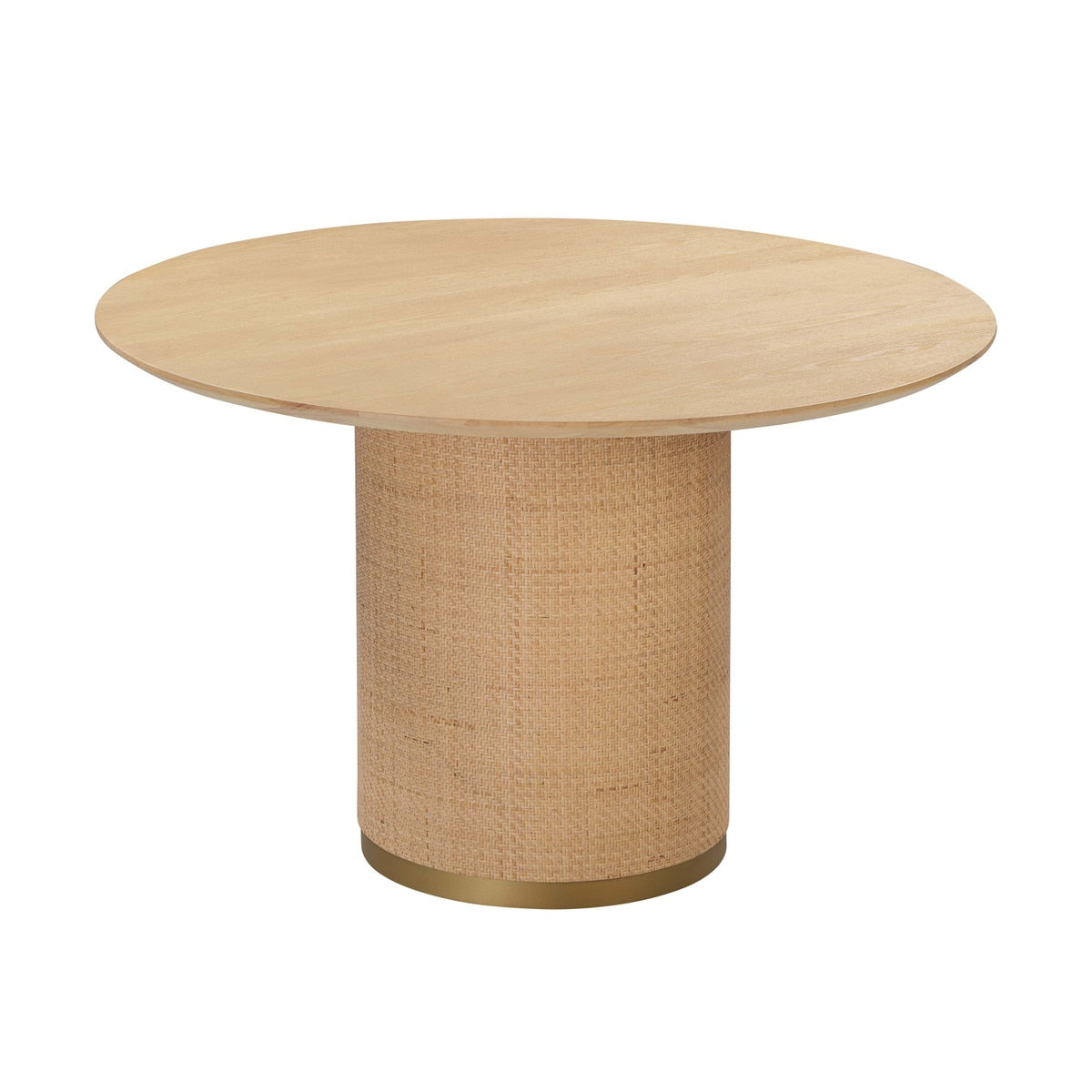 Table à manger ronde en frêne naturel et rotin Akiba de 47 po