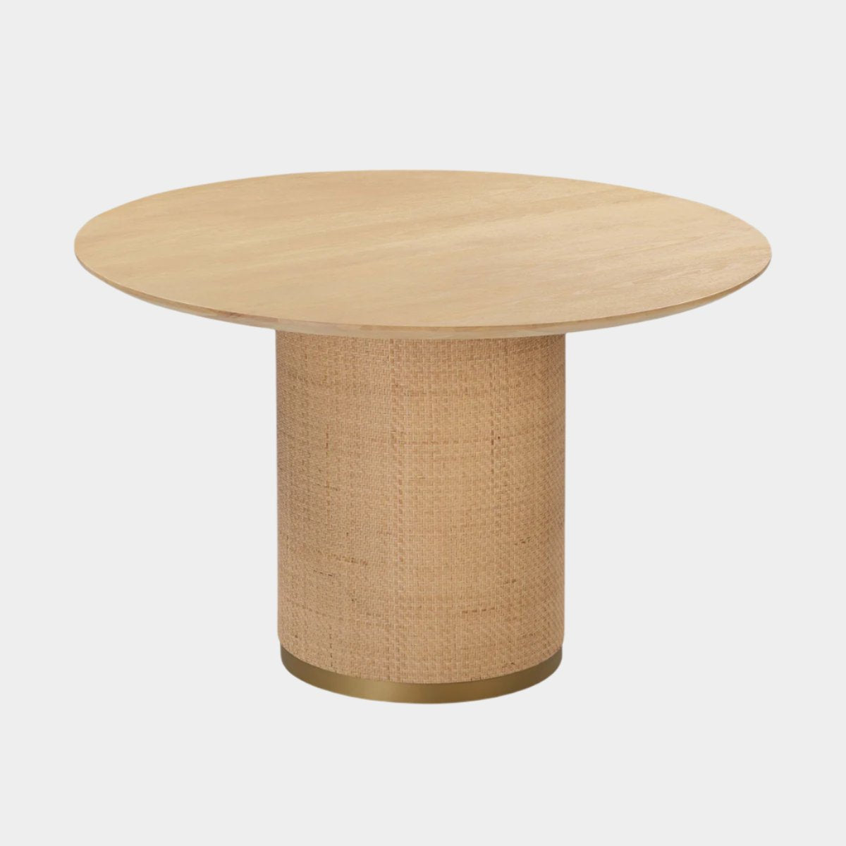 Table à manger ronde en frêne naturel et rotin Akiba de 47 po
