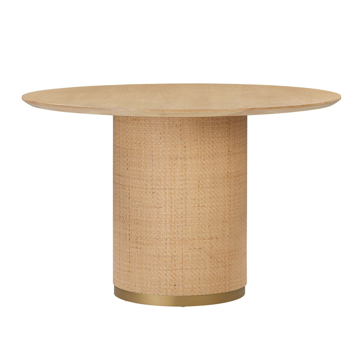 Table à manger ronde en frêne naturel et rotin Akiba de 47 po