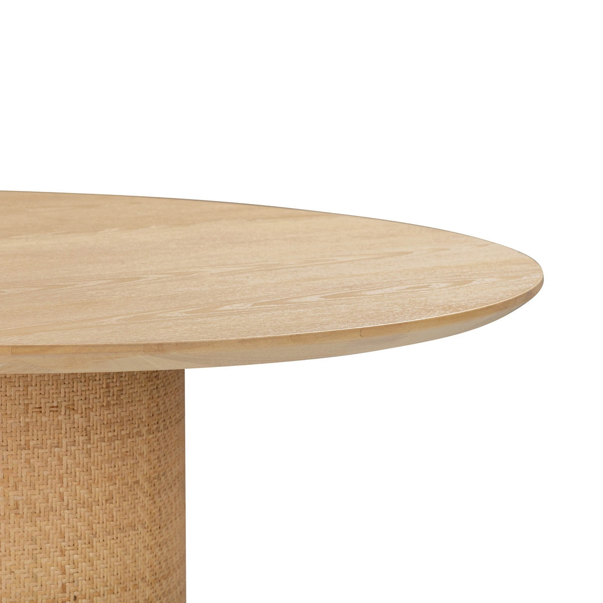 Table à manger ronde en frêne naturel et rotin Akiba de 47 po