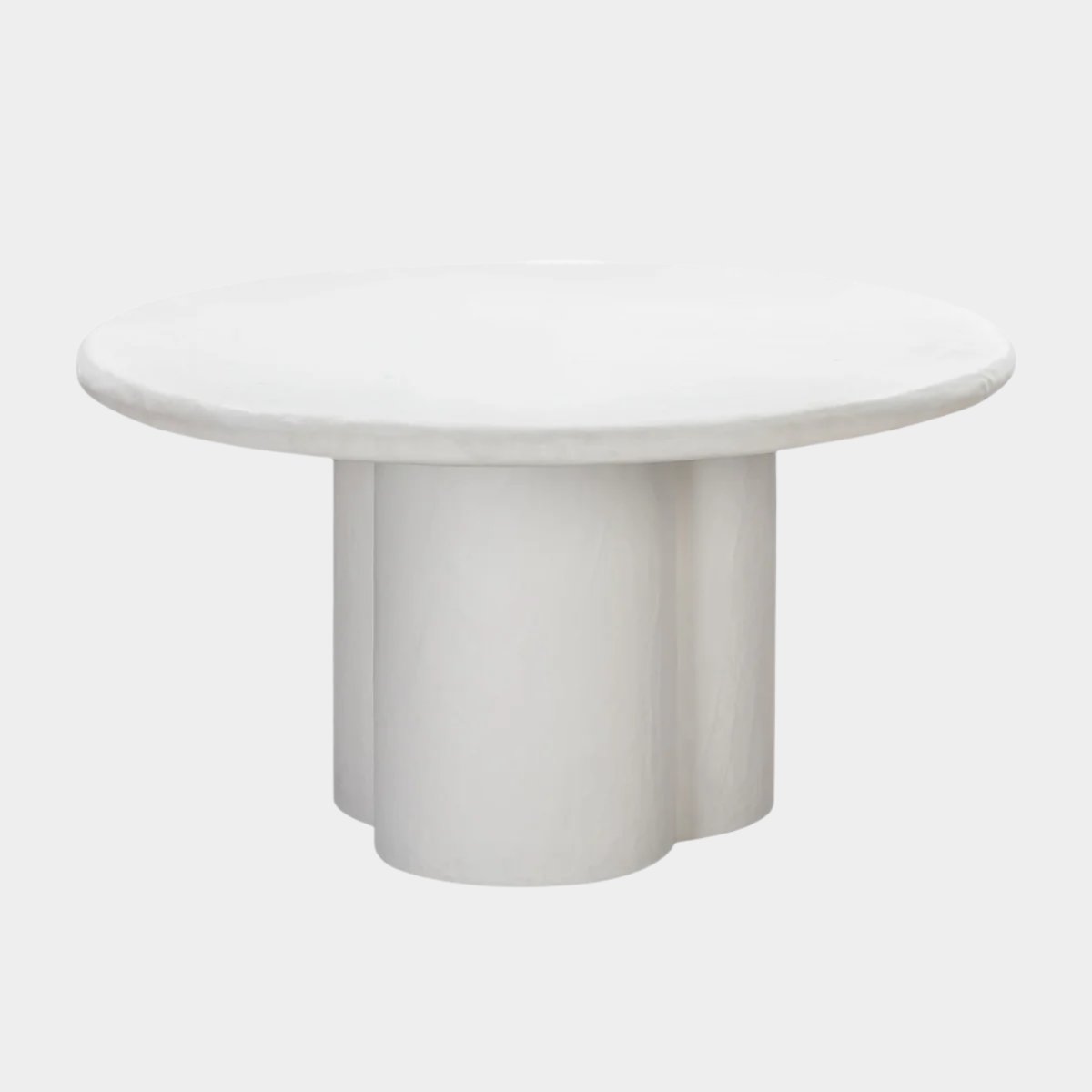 Table à manger ronde en faux plâtre blanc Elika