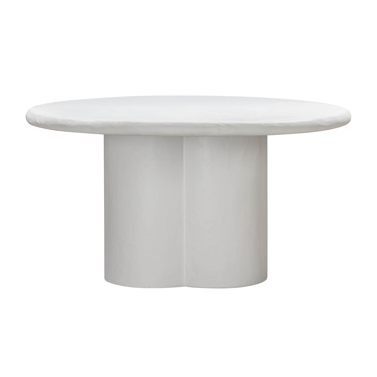Table à manger ronde en faux plâtre blanc Elika