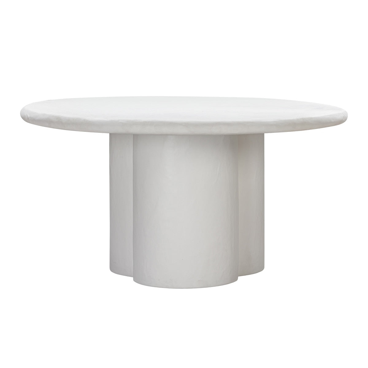 Table à manger ronde en faux plâtre blanc Elika