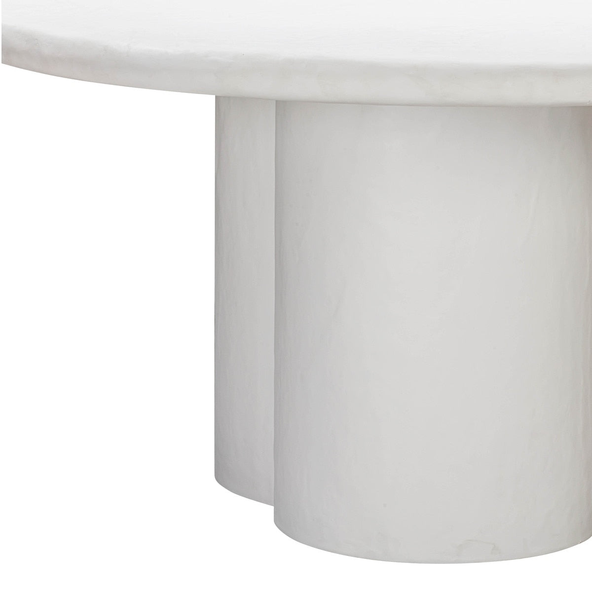 Table à manger ronde en faux plâtre blanc Elika