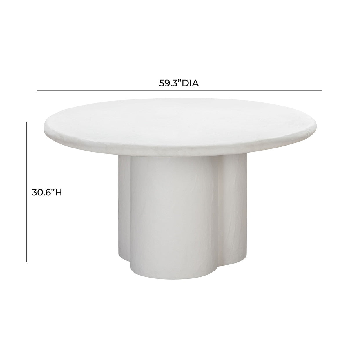 Table à manger ronde en faux plâtre blanc Elika