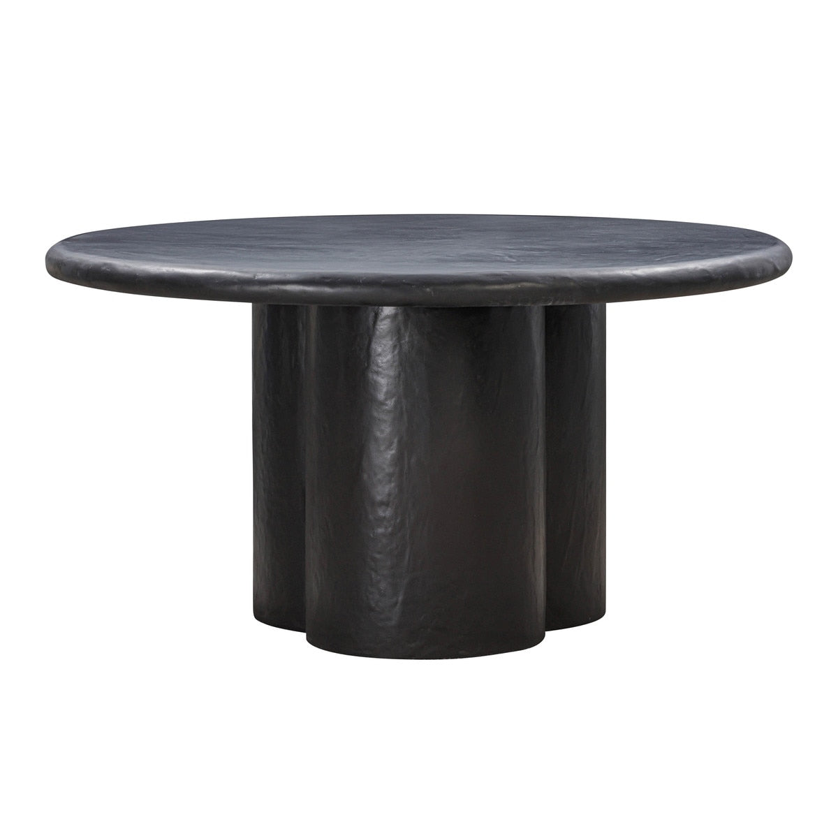 Table à manger ronde en faux plâtre noir Elika