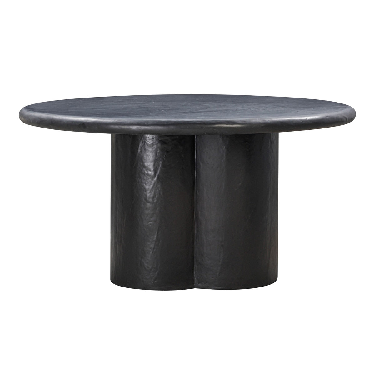 Table à manger ronde en faux plâtre noir Elika