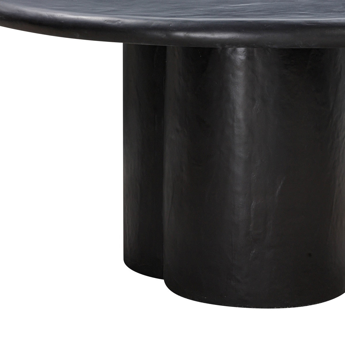 Table à manger ronde en faux plâtre noir Elika