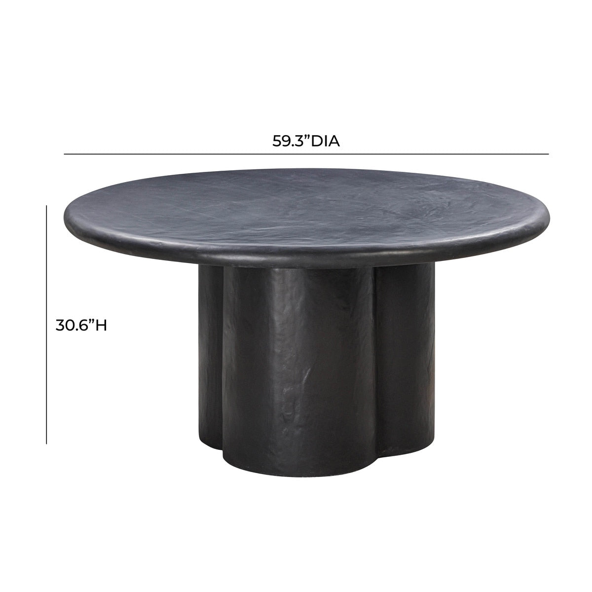Table à manger ronde en faux plâtre noir Elika
