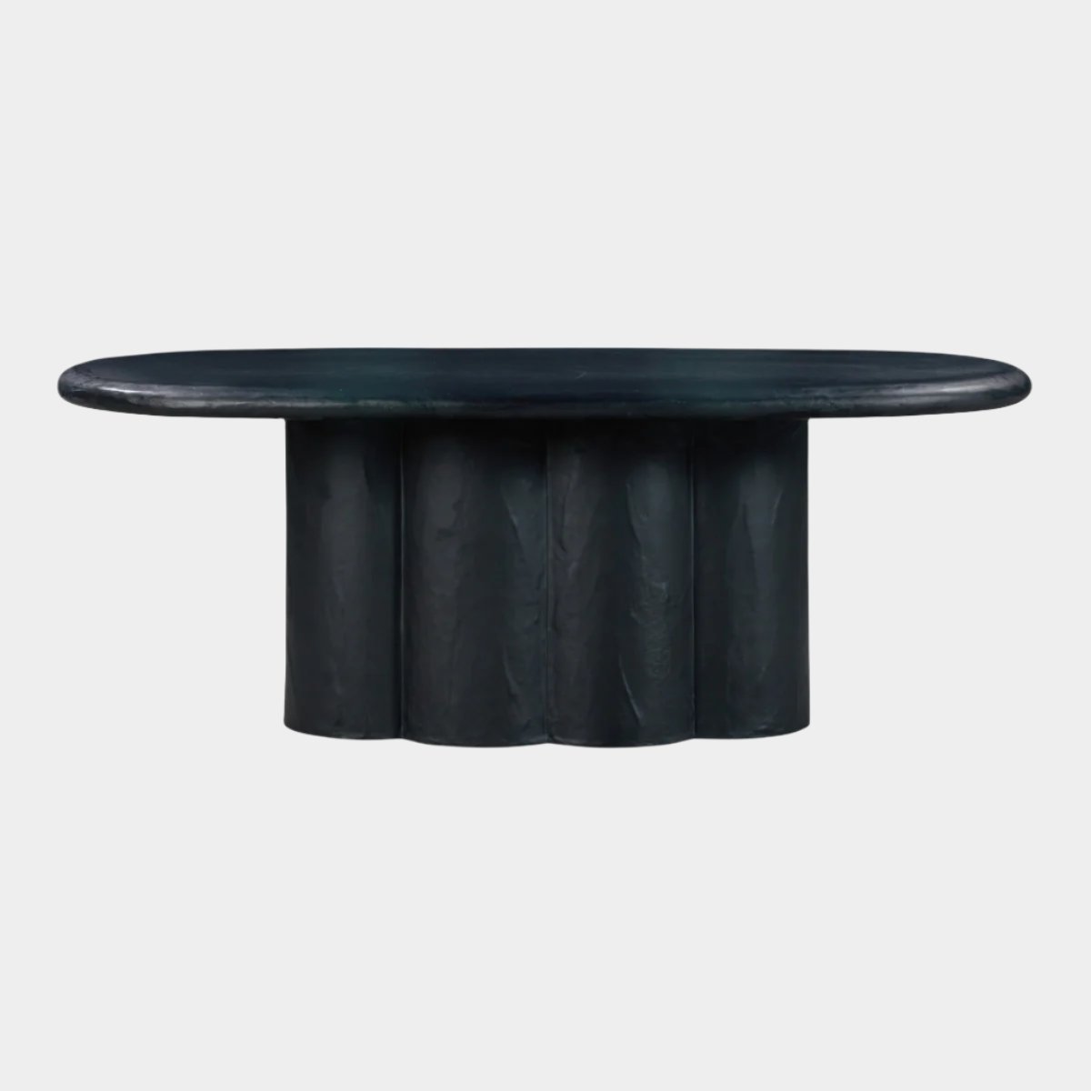 Table à manger ovale en faux plâtre noir Elika