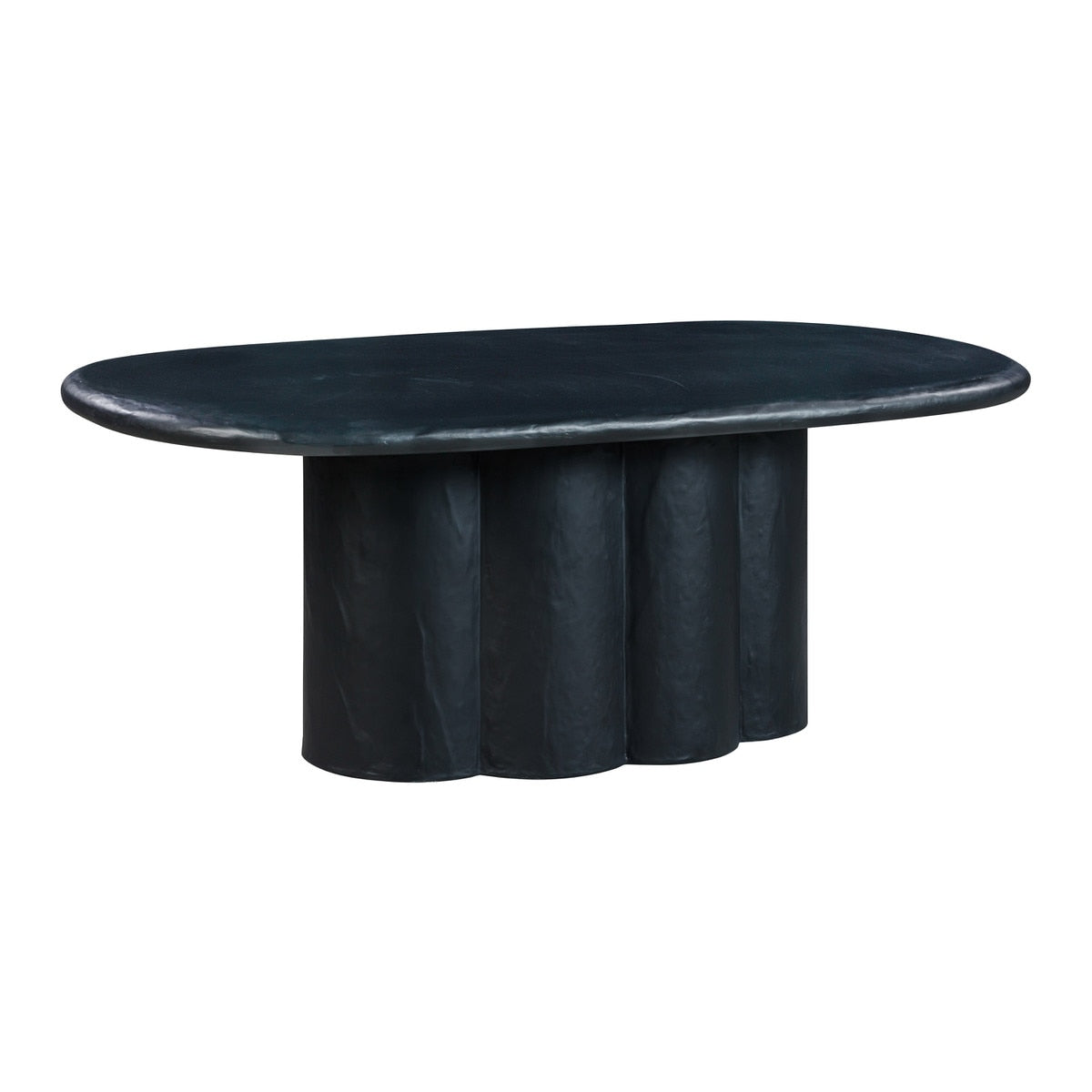 Table à manger ovale en faux plâtre noir Elika