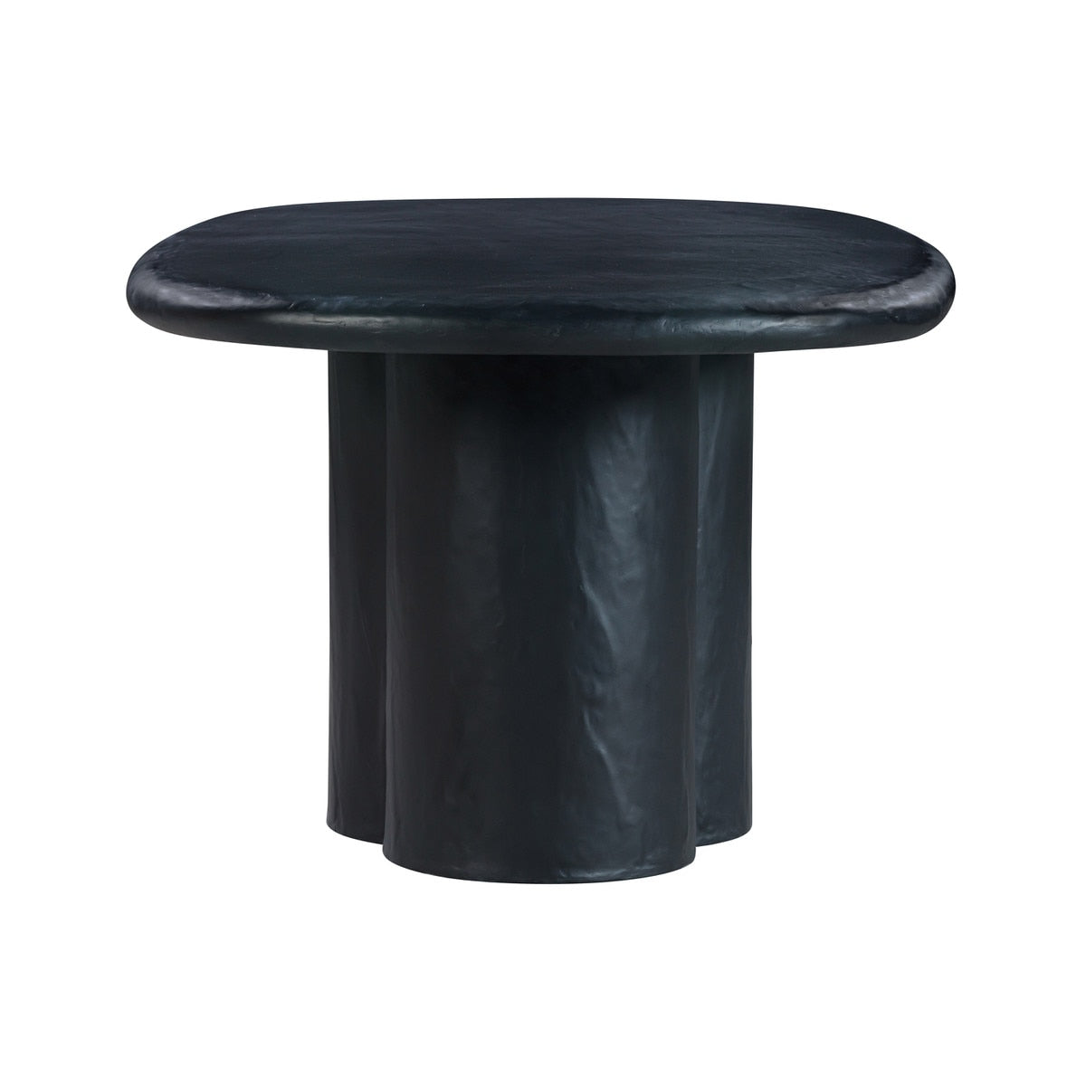 Table à manger ovale en faux plâtre noir Elika