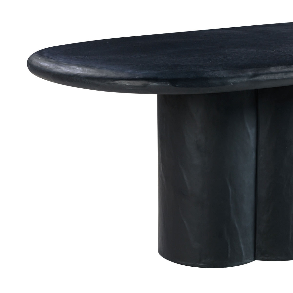 Table à manger ovale en faux plâtre noir Elika