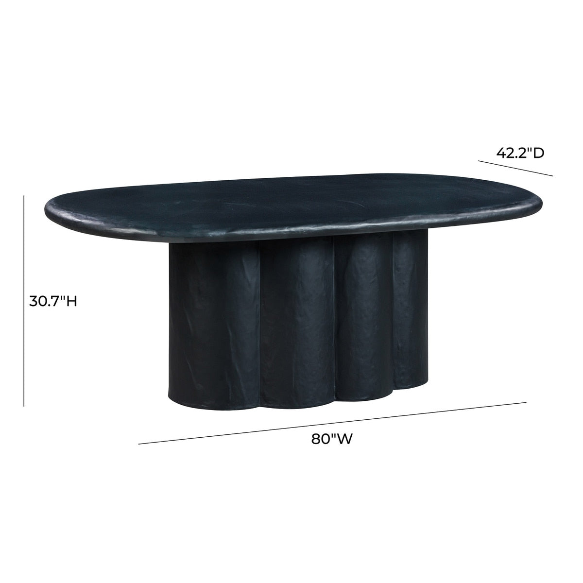 Table à manger ovale en faux plâtre noir Elika