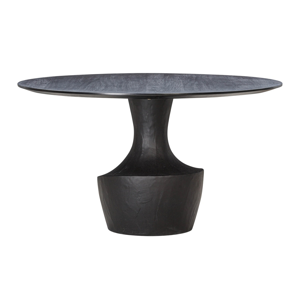 Table à manger ronde en acacia noir et faux plâtre de 54 po de Gevra