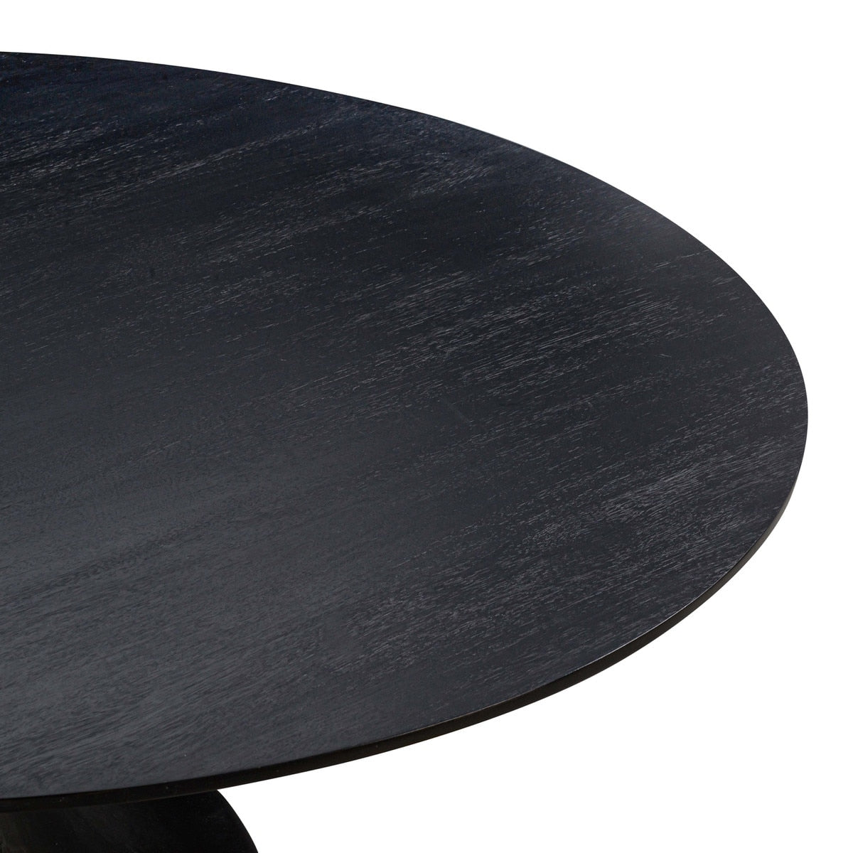 Table à manger ronde en acacia noir et faux plâtre de 54 po de Gevra