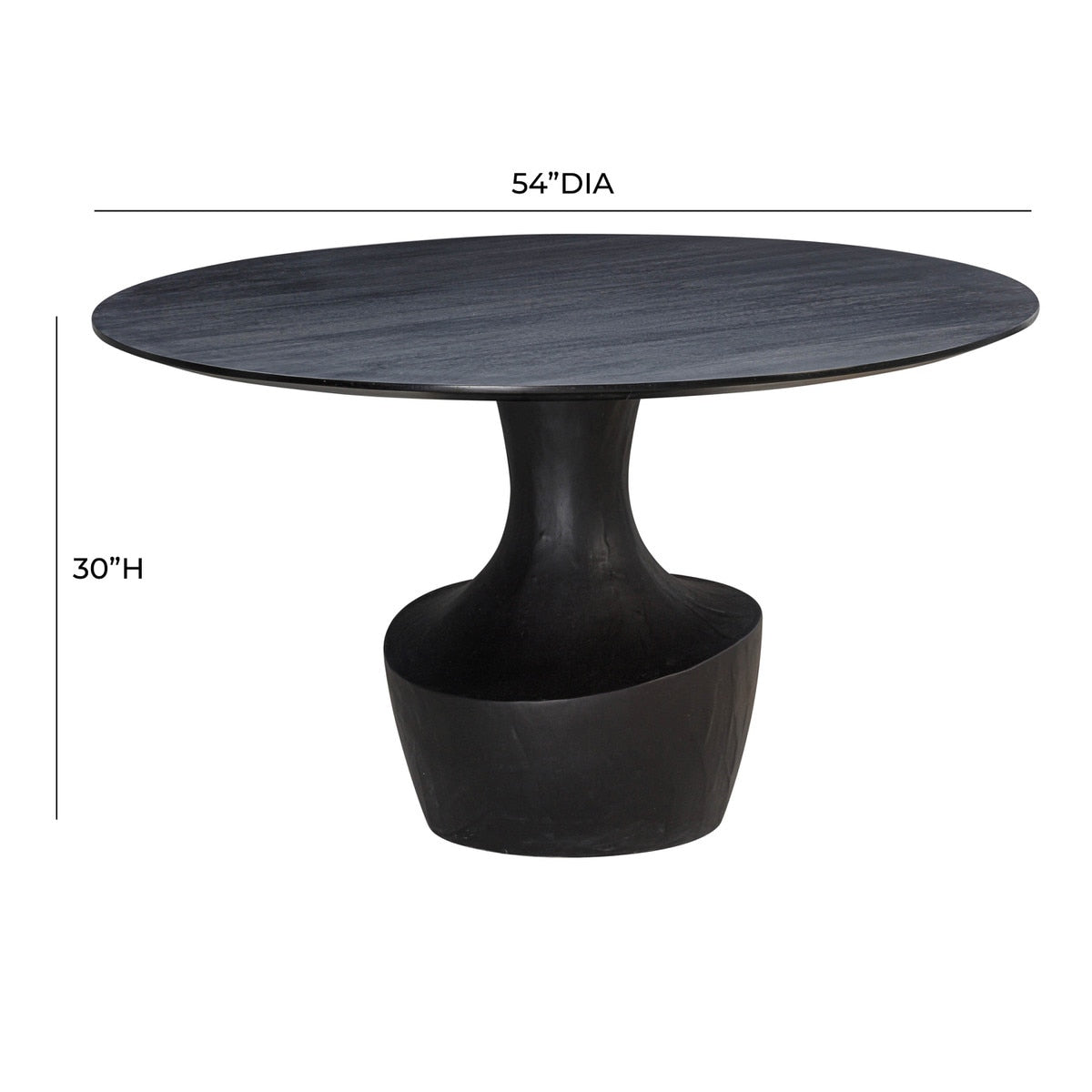 Table à manger ronde en acacia noir et faux plâtre de 54 po de Gevra