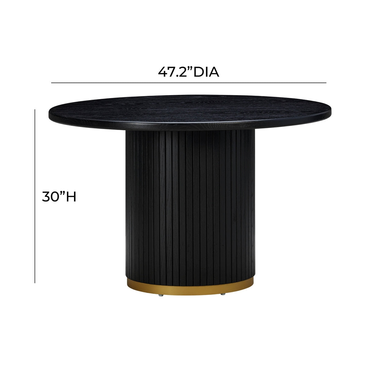 Table à manger ronde Chelsea en chêne noir