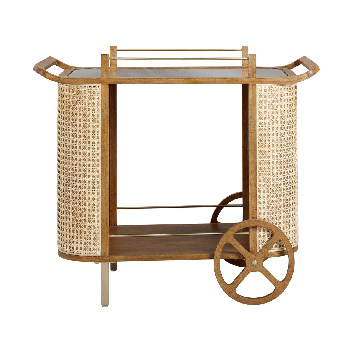 Chariot de bar en rotin naturel Yuma