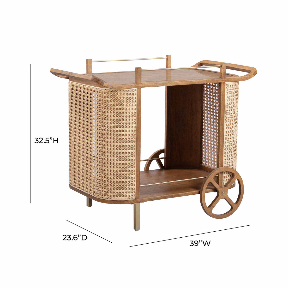 Chariot de bar en rotin naturel Yuma