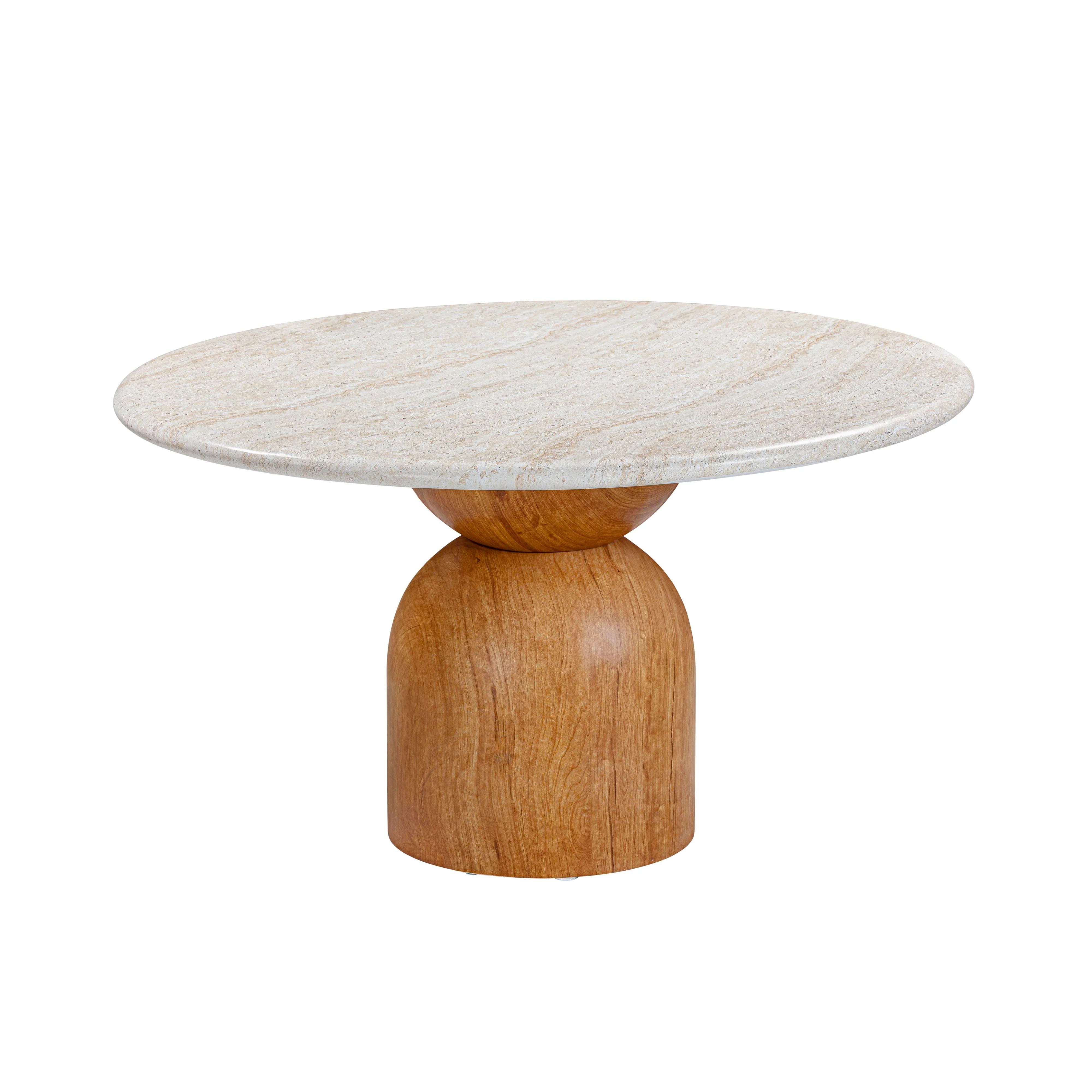 Cynthia 54" Faux Travertine Indoor/Outdoor Concrete Round Dining Table