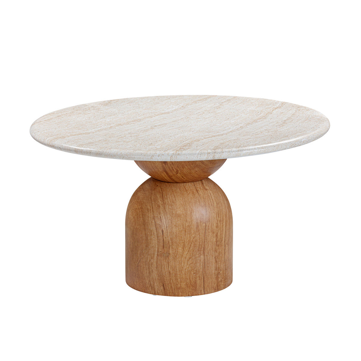 Table à manger ronde d'intérieur/extérieur en béton travertin Cynthia de 54 po