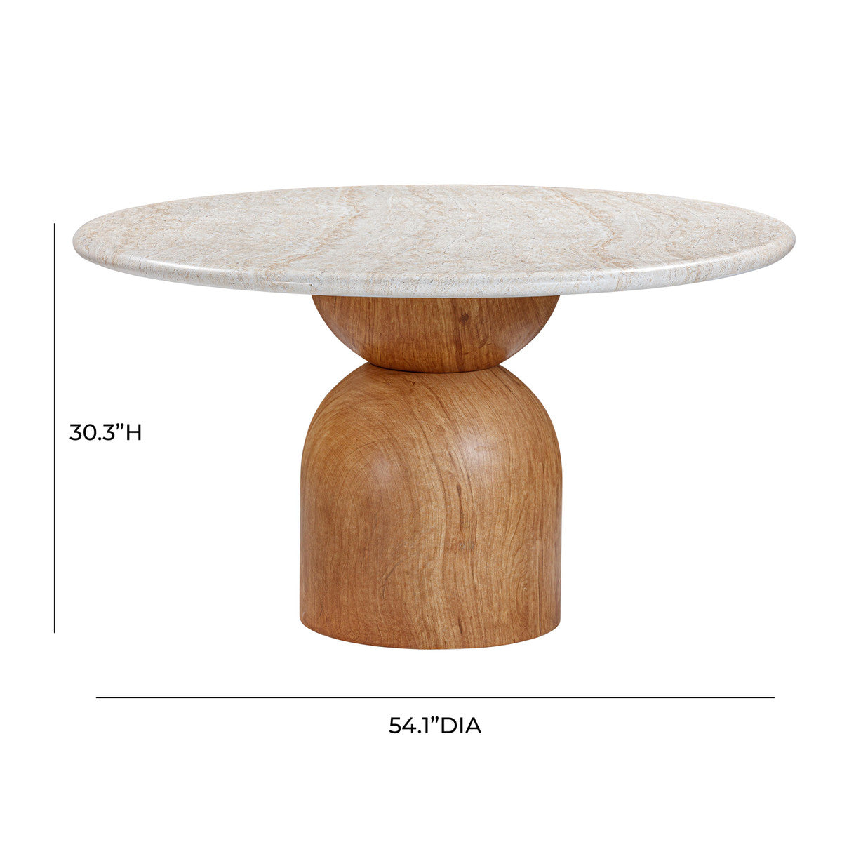 Table à manger ronde d'intérieur/extérieur en béton travertin Cynthia de 54 po