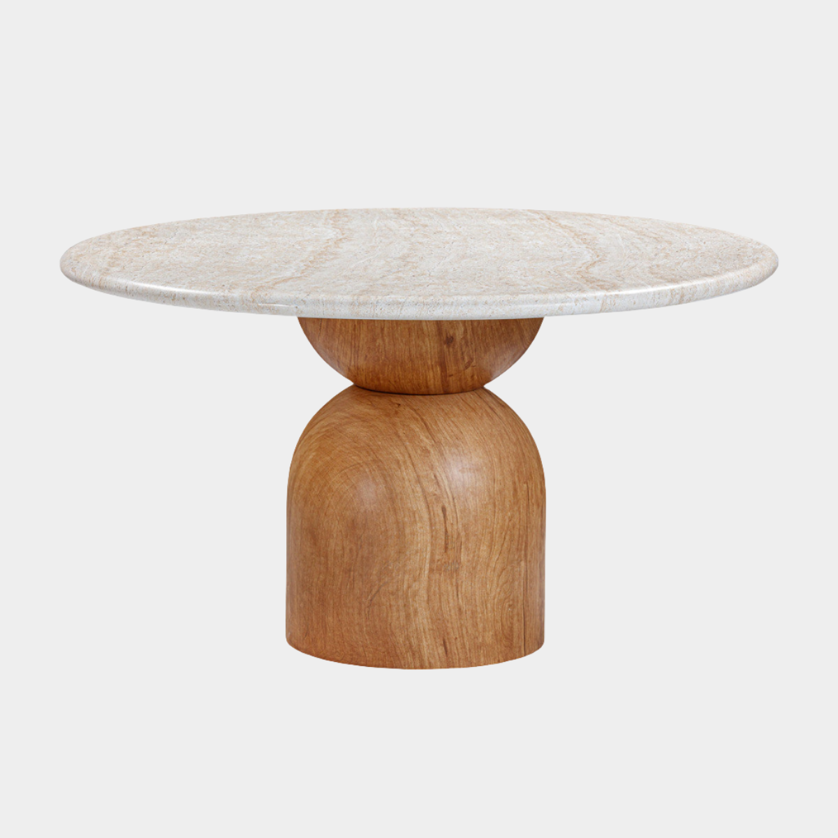 Table à manger ronde d'intérieur/extérieur en béton travertin Cynthia de 54 po