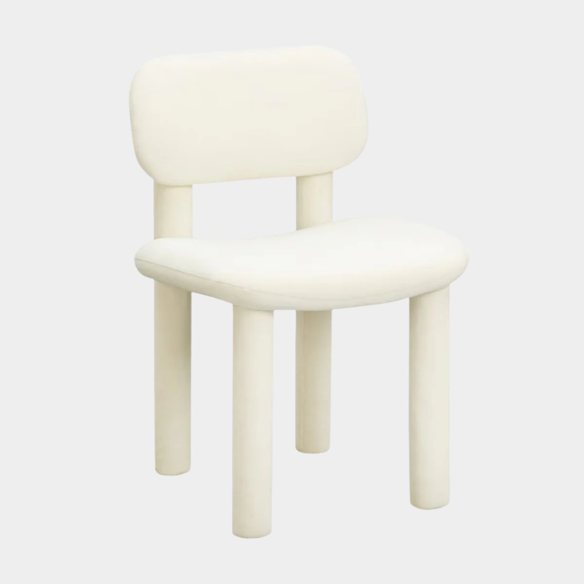 Chaise de salle à manger en velours blanc ivoire Elise