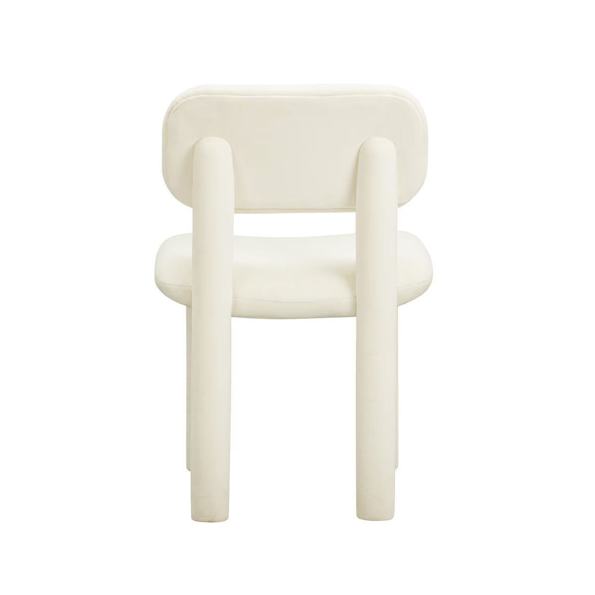 Chaise de salle à manger en velours blanc ivoire Elise