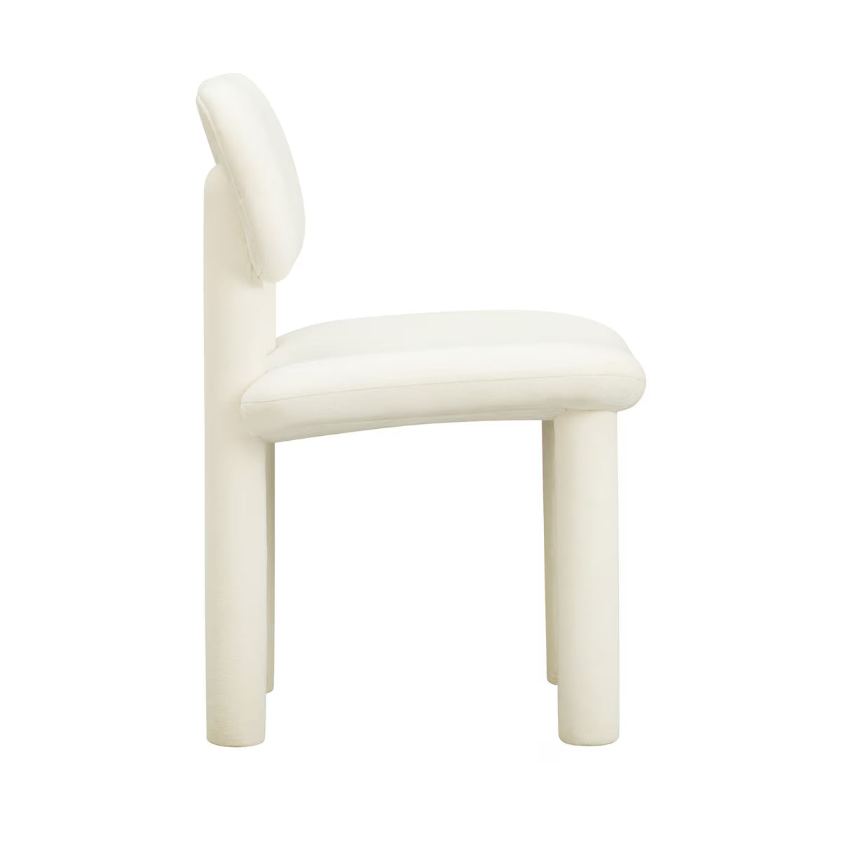 Chaise de salle à manger en velours blanc ivoire Elise