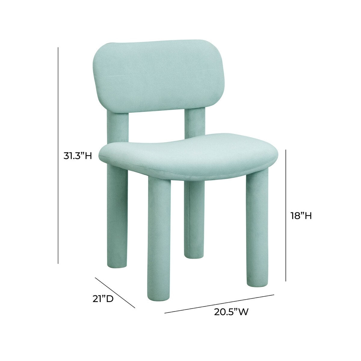 Chaise de salle à manger en velours bleu pâle Elise