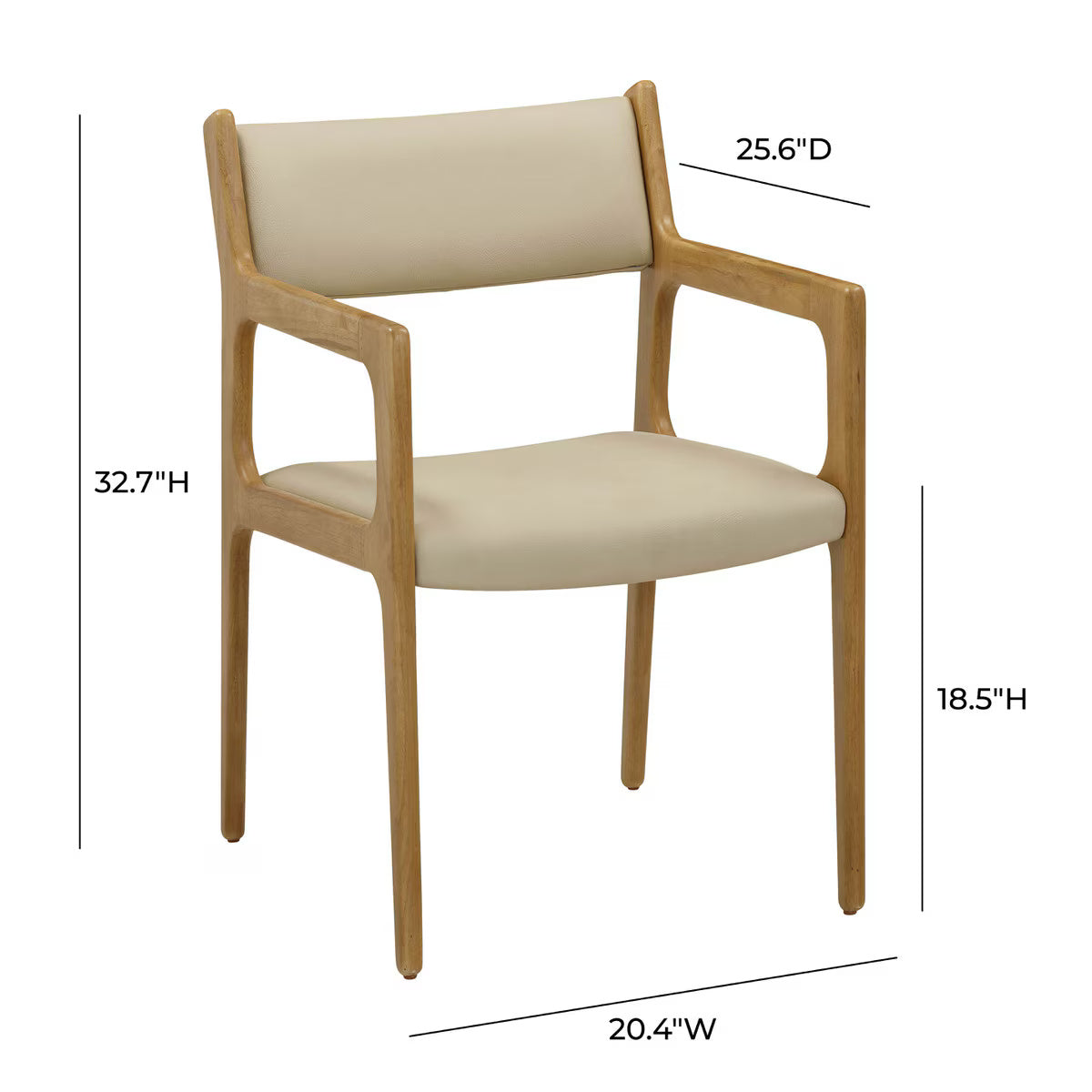 Chaise de salle à manger en cuir végétalien Ari Cream Performance - Lot de 2
