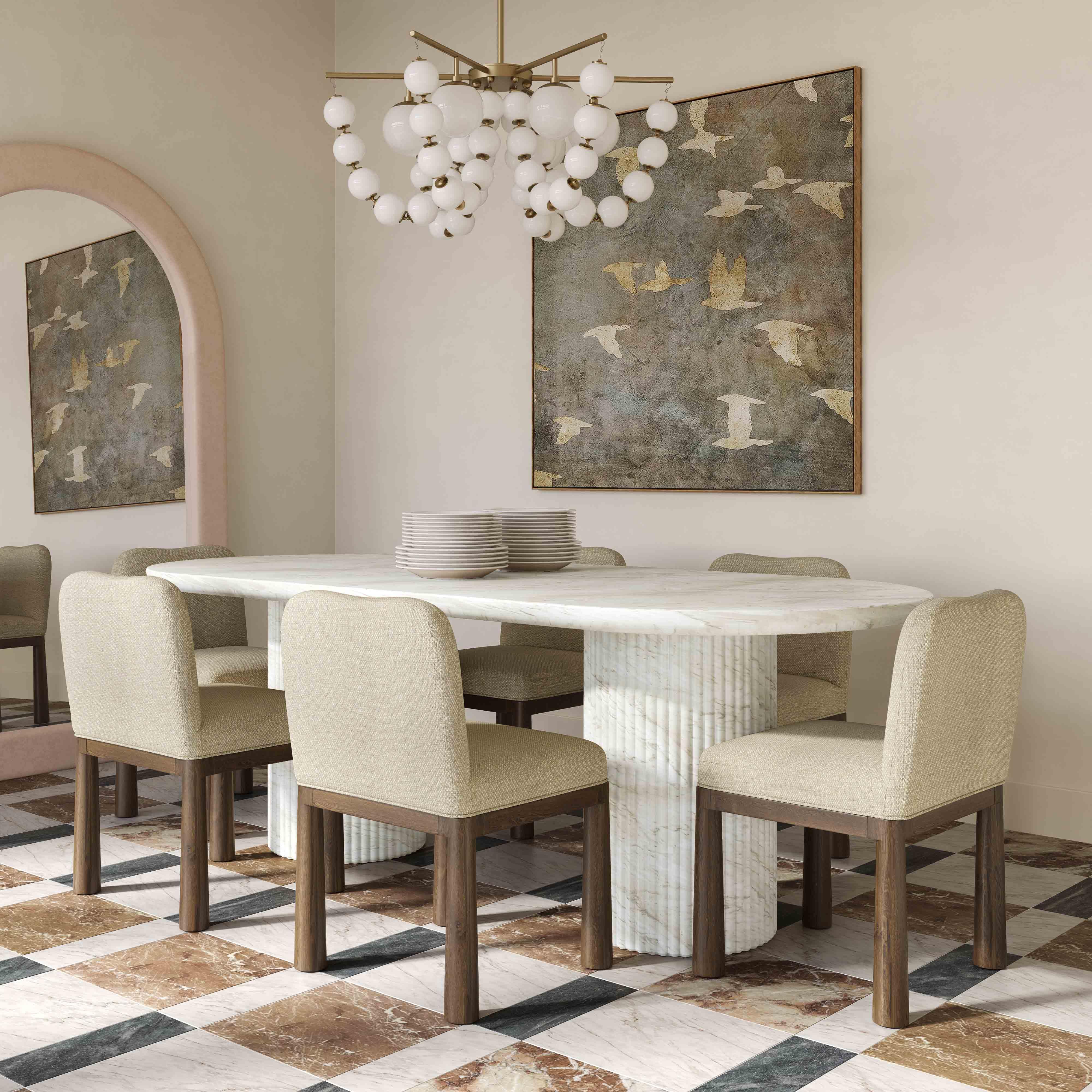 Brut 86" Concrete Patterned Indoor/Outdoor 86" Oval Dining Table