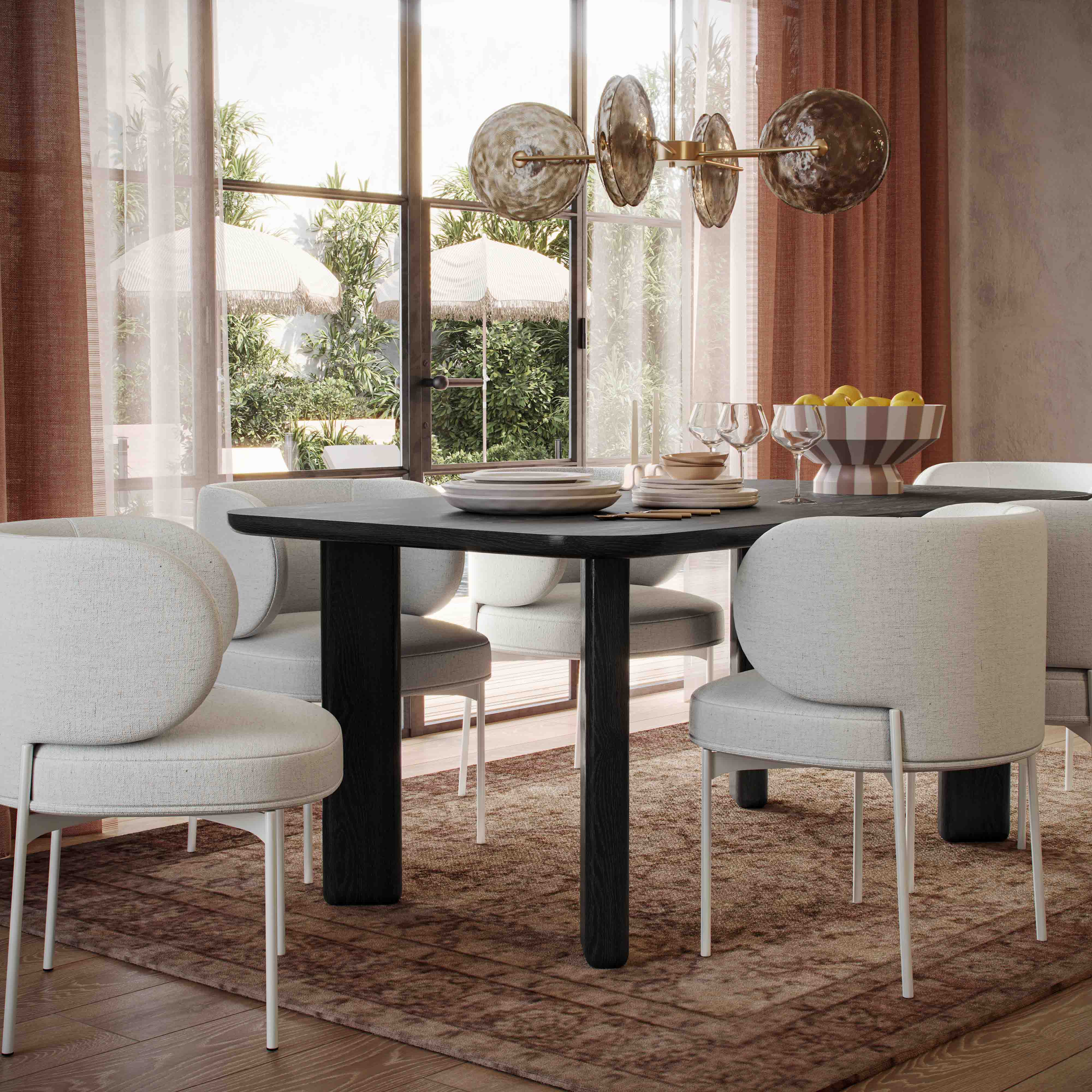 Jodie 68" Black Oak Rectangular Dining Table