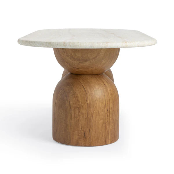 Cynthia Travertine Concrete Indoor / Outdoor 87" Oval Dining Table